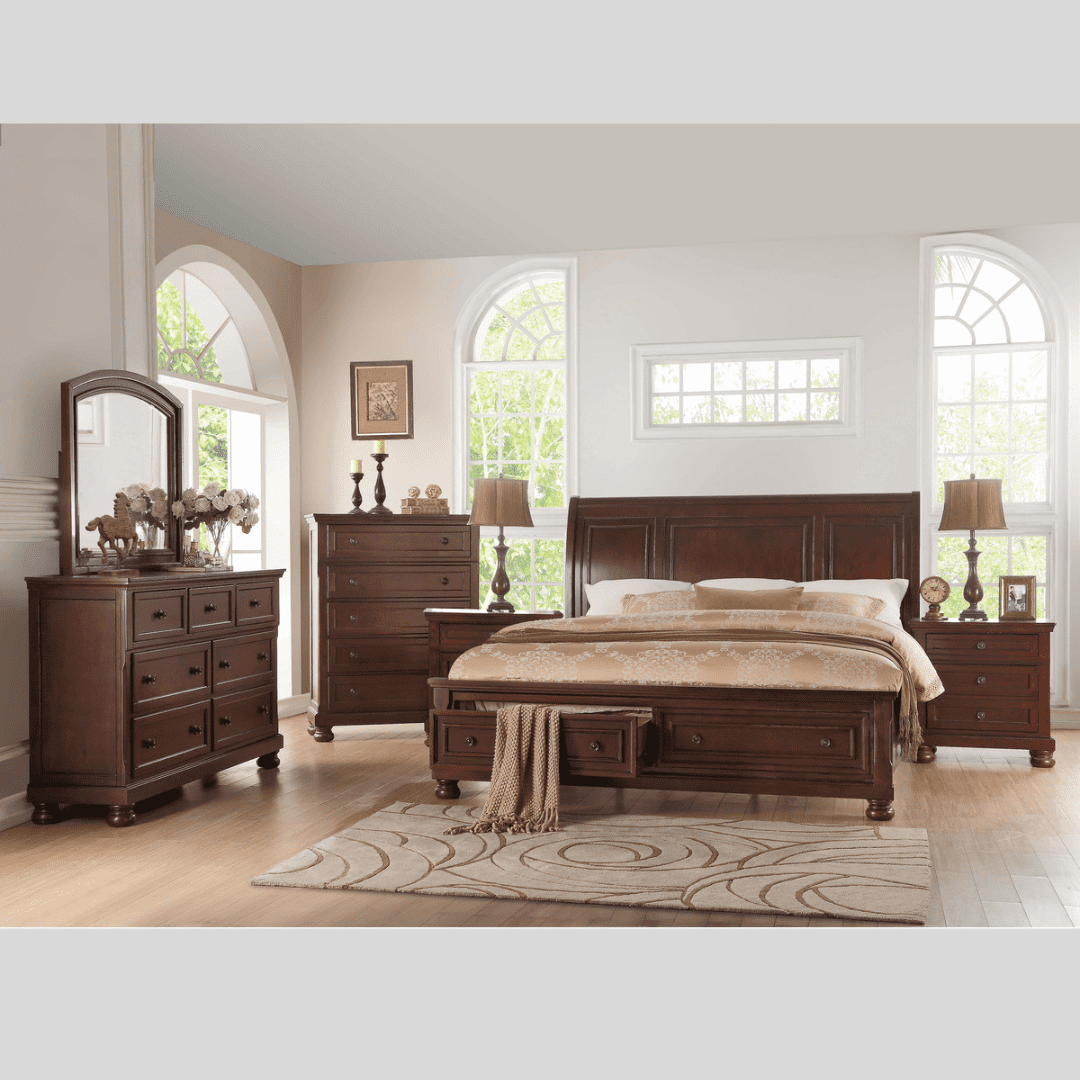 bedroom set with storage drawers